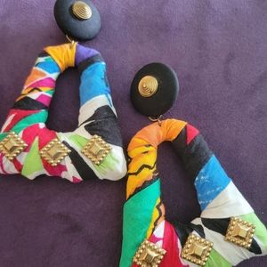 Doorknocker style fabric earrings